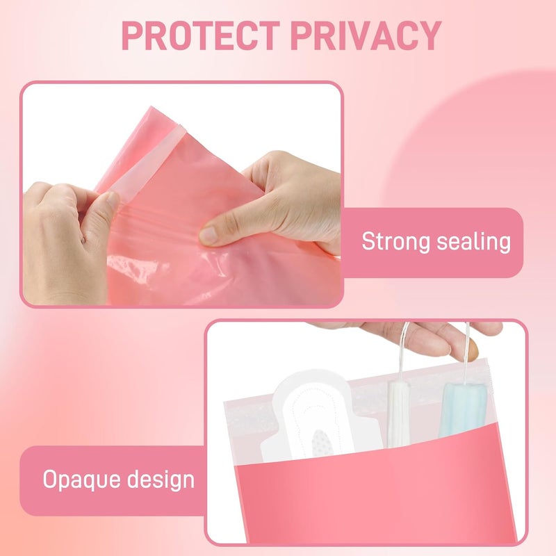 FARVIGOR Sanitary Napkin Disposal Bags , 100Pcs Women Feminine Hygiene Disposal Bags for Tampons and Pads, Personal Disposal Bag Self-Sealing, Privacy Protection, 9.8x5.9"(Pink) - Image 3